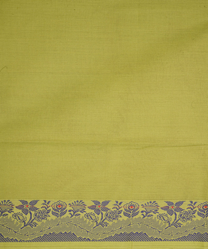 Olive green dark green border cotton venkatagiri handloom saree