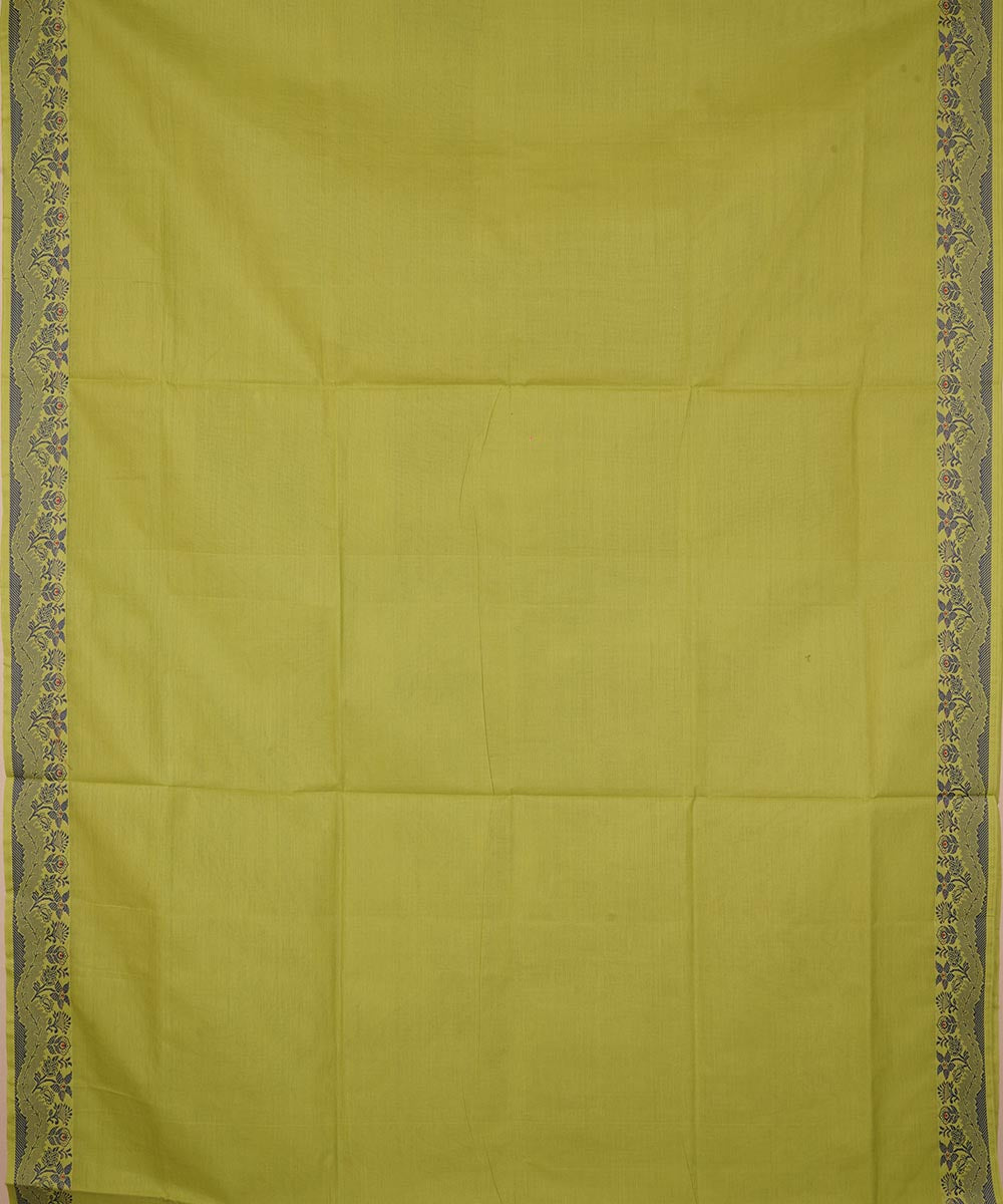Olive green dark green border cotton venkatagiri handloom saree