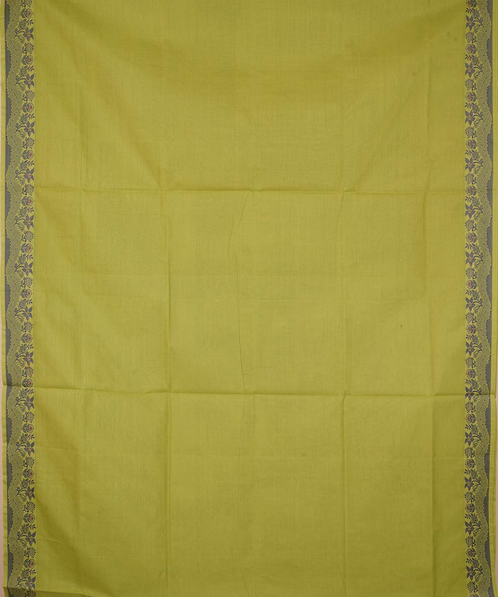 Olive green dark green border cotton venkatagiri handloom saree