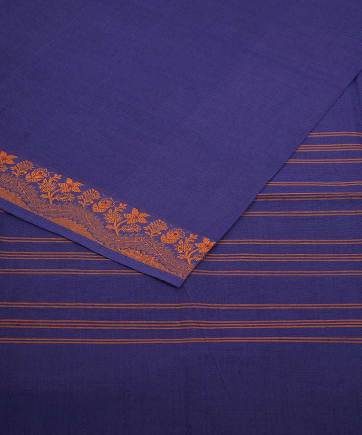 Indigo brown border cotton venkatagiri handloom saree