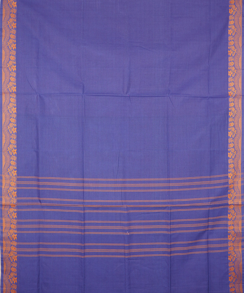 Indigo brown border cotton venkatagiri handloom saree