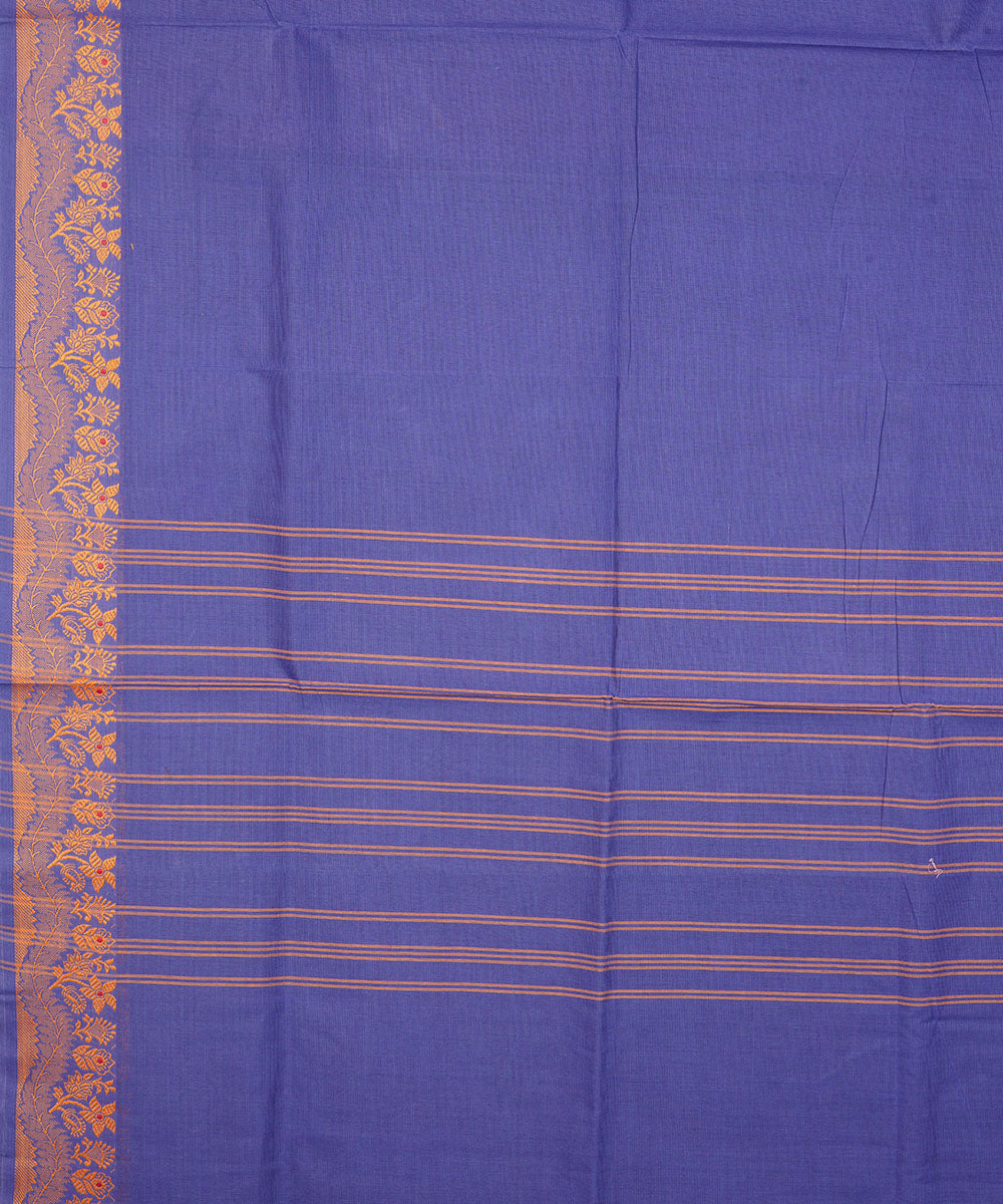Indigo brown border cotton venkatagiri handloom saree