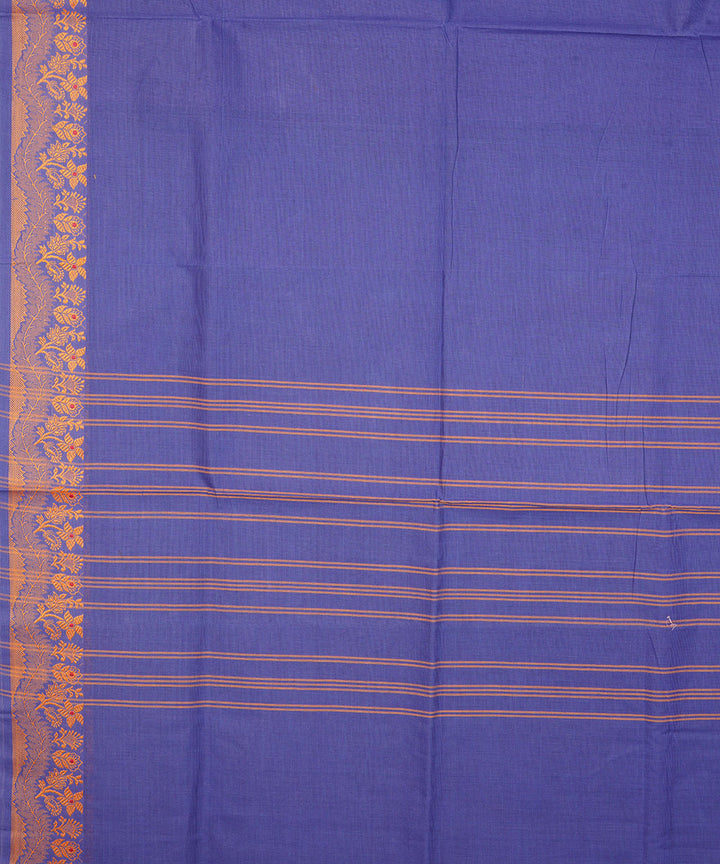 Indigo brown border cotton venkatagiri handloom saree