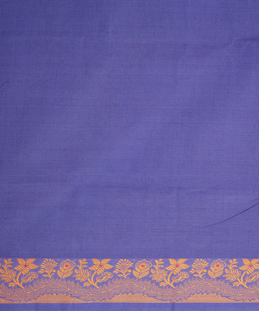 Indigo brown border cotton venkatagiri handloom saree