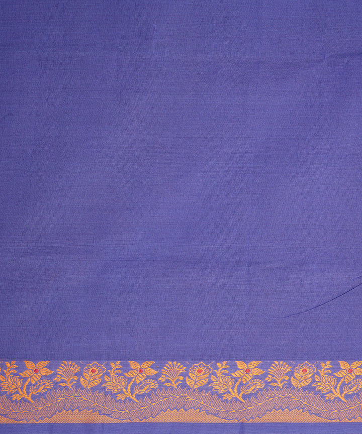 Indigo brown border cotton venkatagiri handloom saree