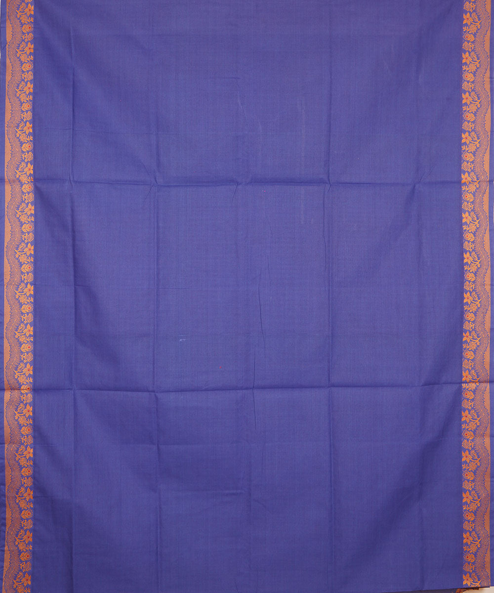 Indigo brown border cotton venkatagiri handloom saree