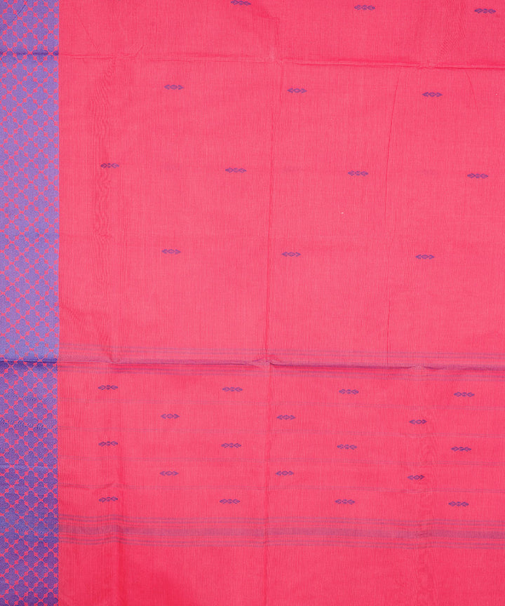 French pink violet border cotton venkatagiri handwoven saree