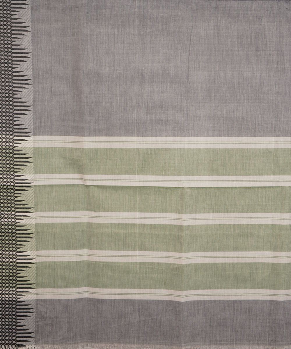Multicolor green striped pallu cotton venkatagiri handloom saree