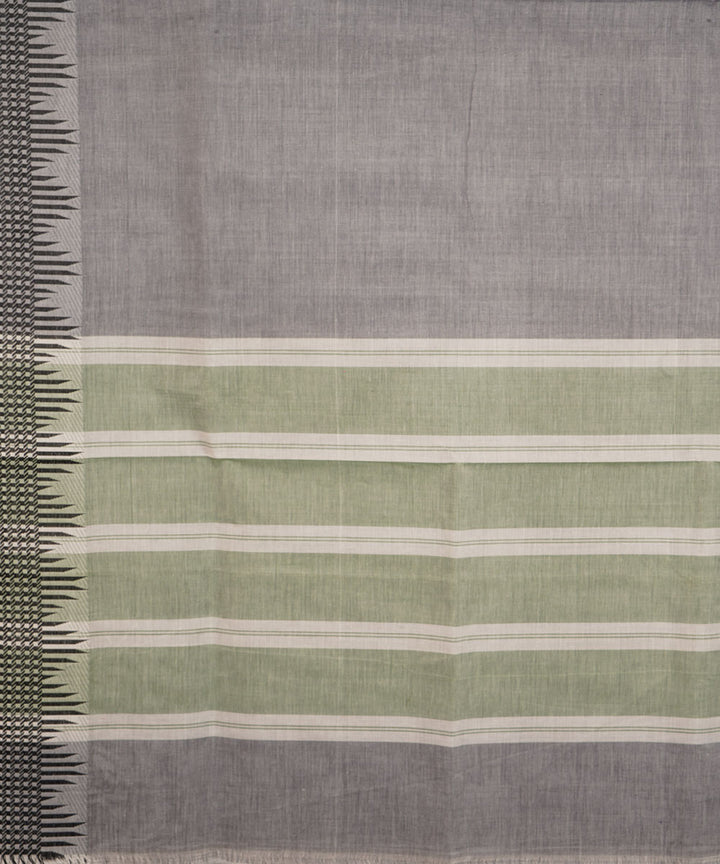 Multicolor green striped pallu cotton venkatagiri handloom saree