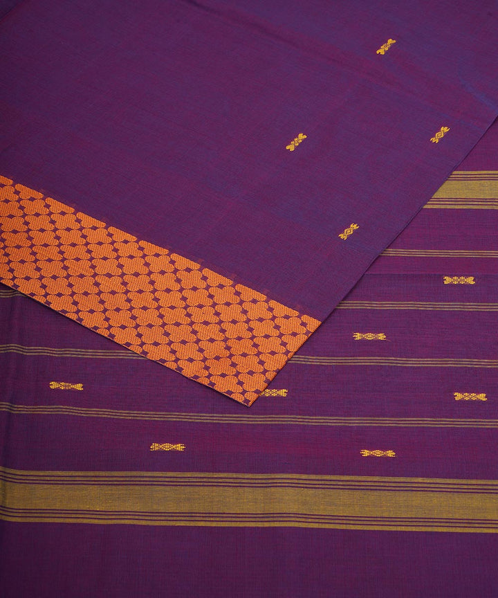 Byzantine orange border cotton venkatagiri handwoven saree
