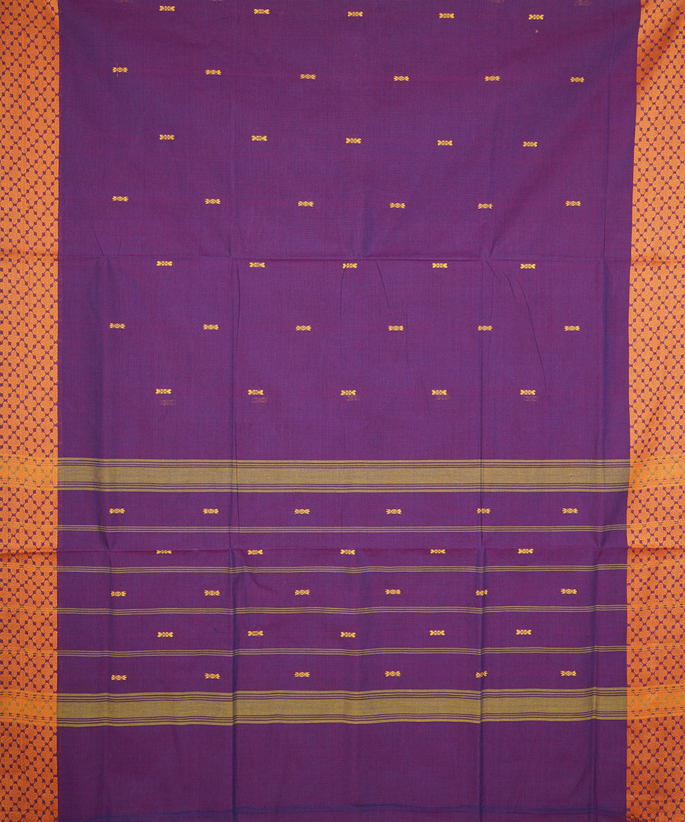 Byzantine orange border cotton venkatagiri handwoven saree