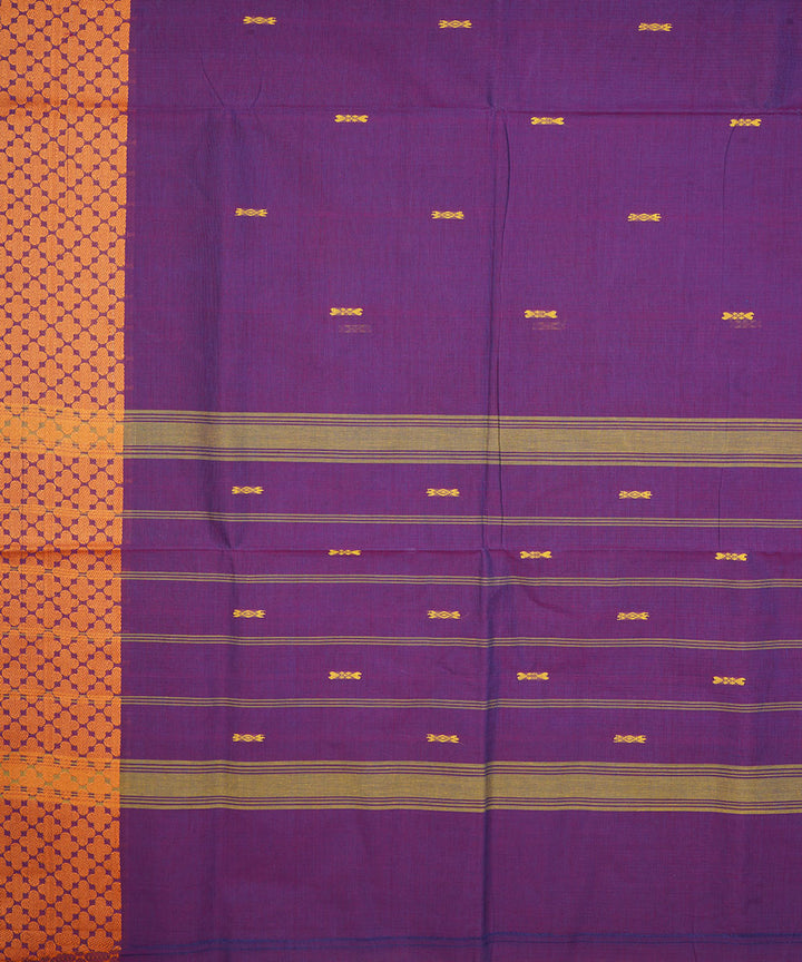 Byzantine orange border cotton venkatagiri handwoven saree
