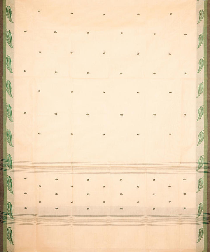 Beige green border cotton venkatagiri handloom saree