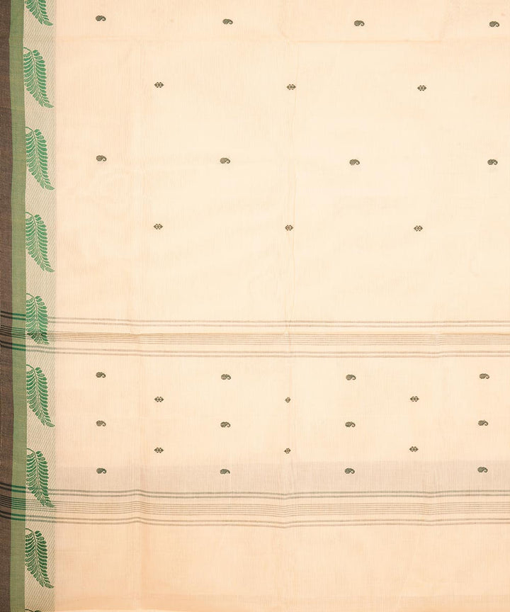 Beige green border cotton venkatagiri handloom saree