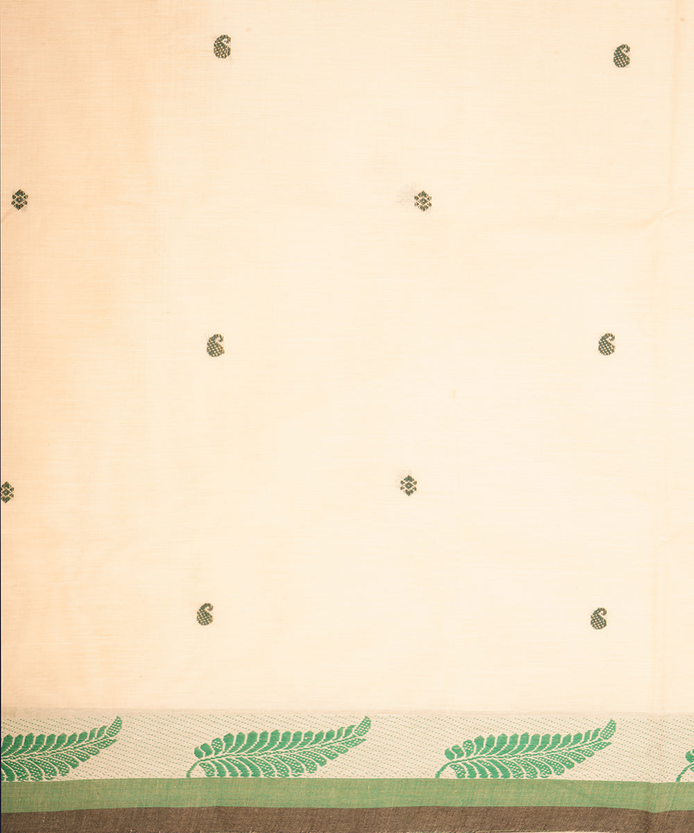 Beige green border cotton venkatagiri handloom saree