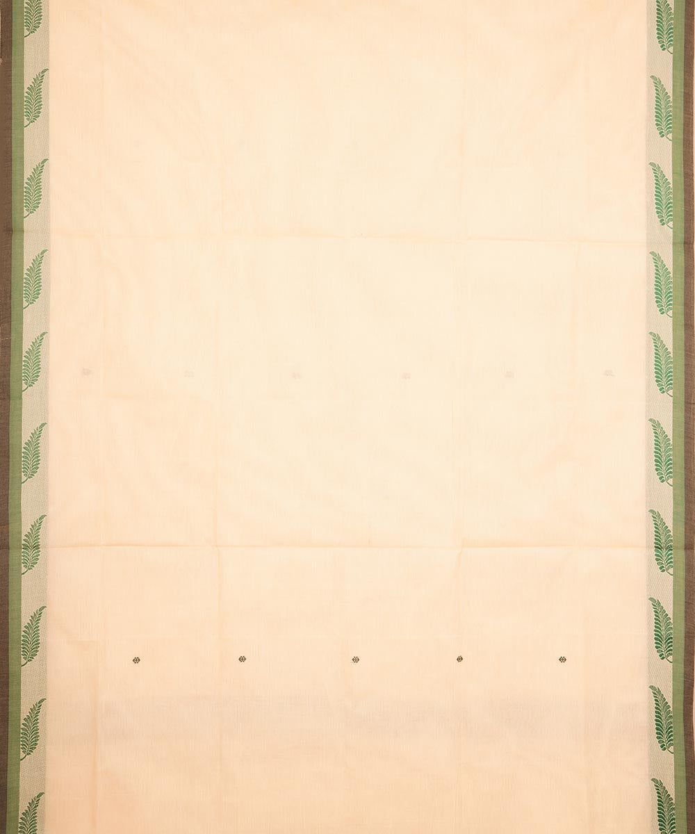 Beige green border cotton venkatagiri handloom saree