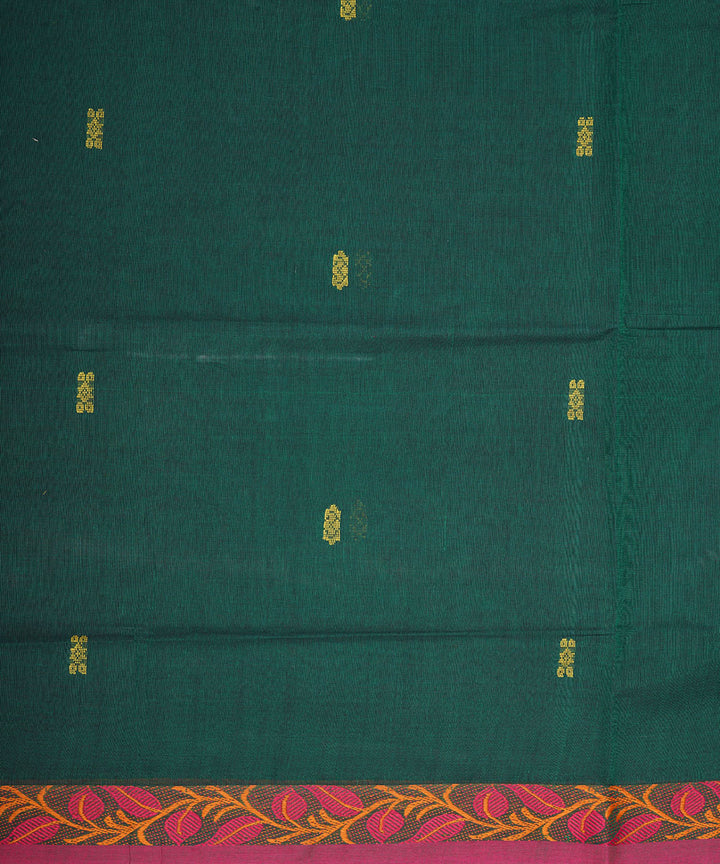 Dark green red border cotton venkatagiri handloom saree