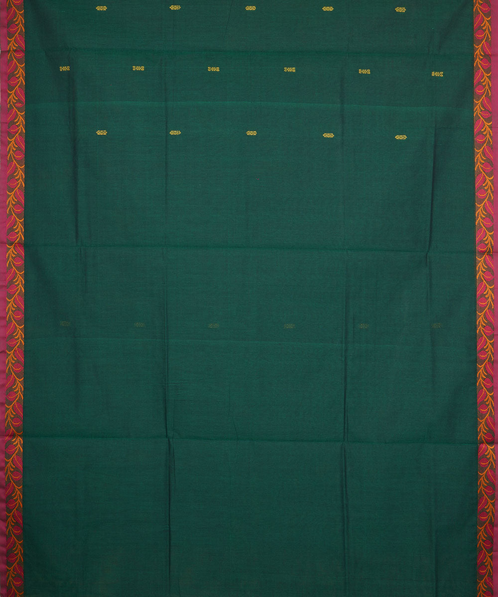 Dark green red border cotton venkatagiri handloom saree
