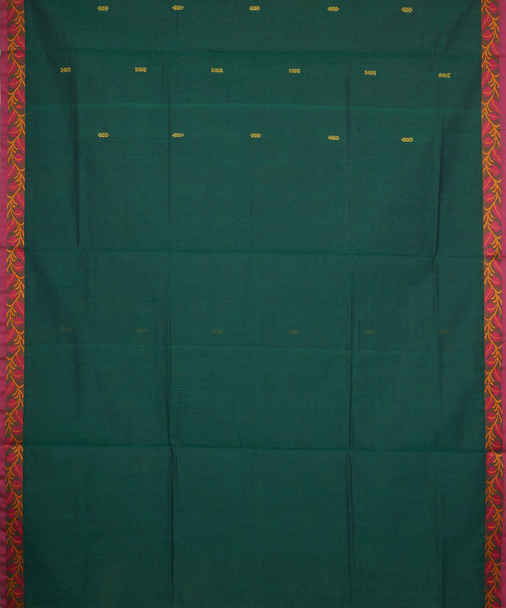 Dark green red border cotton venkatagiri handloom saree