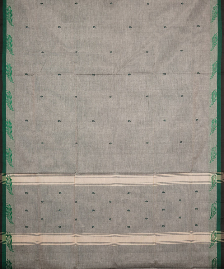 Grey deep green border cotton venkatagiri handloom saree