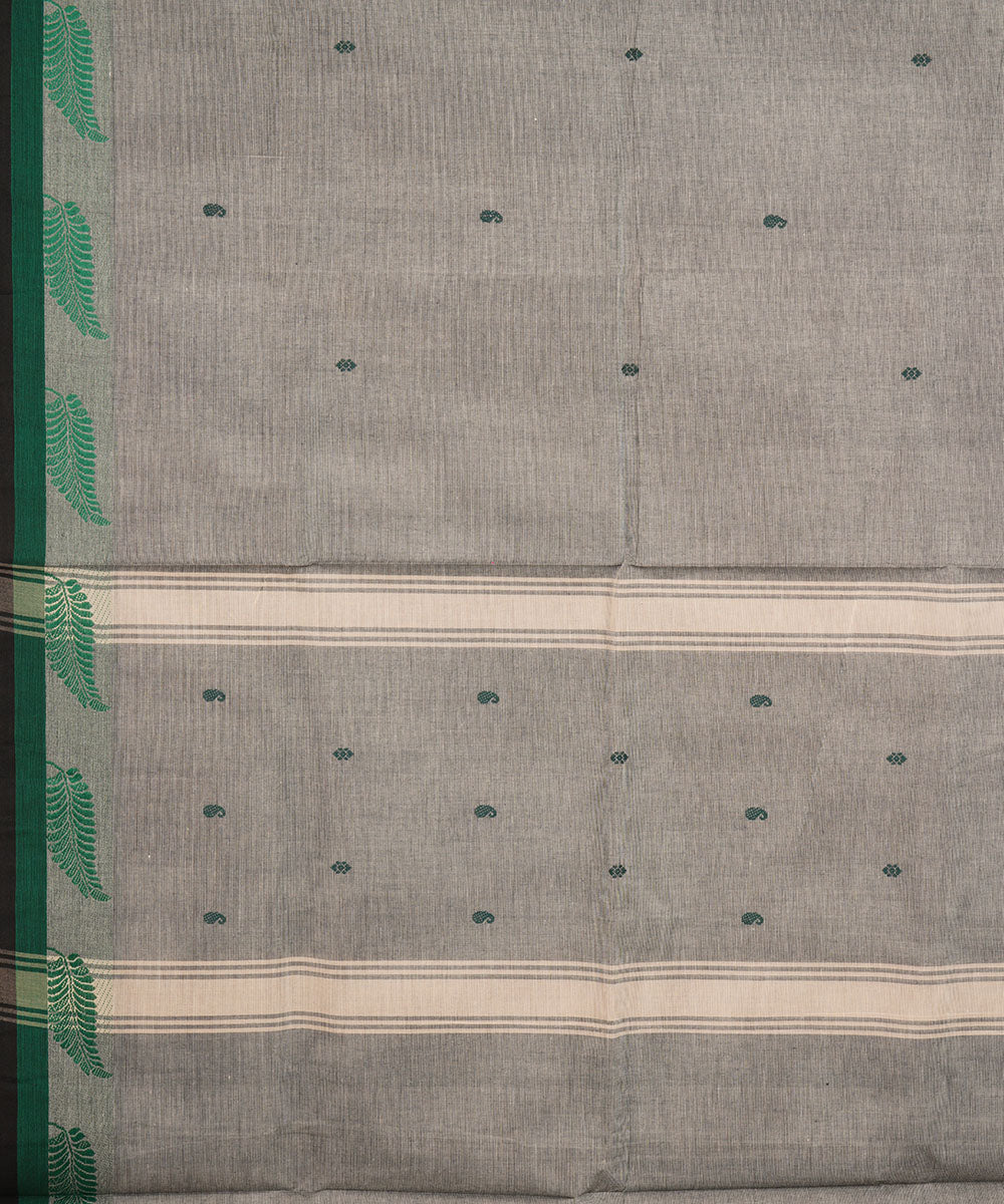 Grey deep green border cotton venkatagiri handloom saree