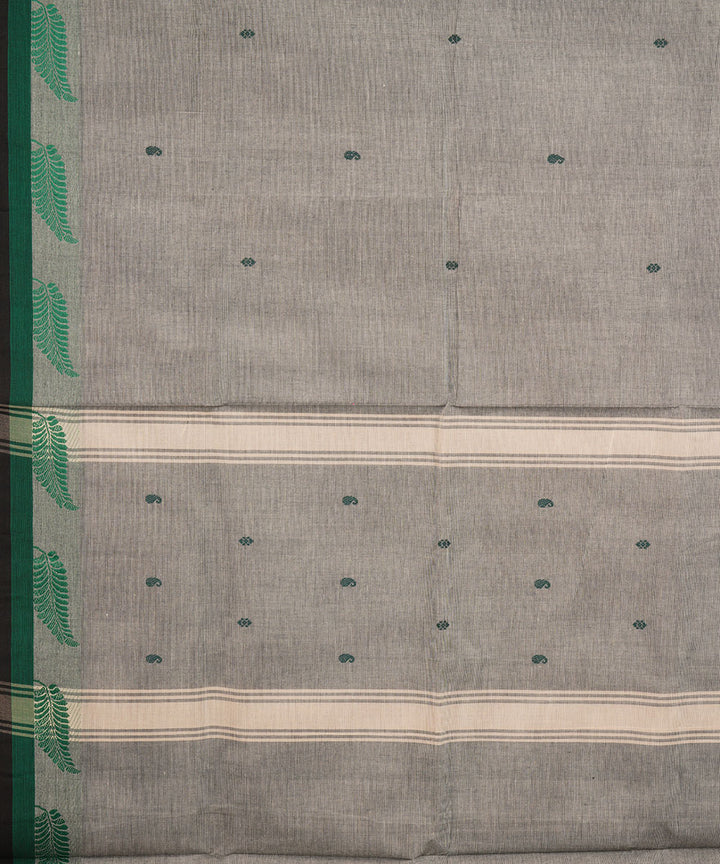 Grey deep green border cotton venkatagiri handloom saree