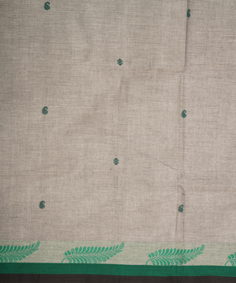 Grey deep green border cotton venkatagiri handloom saree