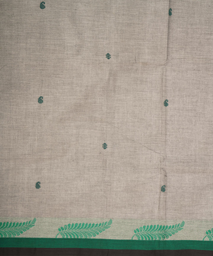 Grey deep green border cotton venkatagiri handloom saree