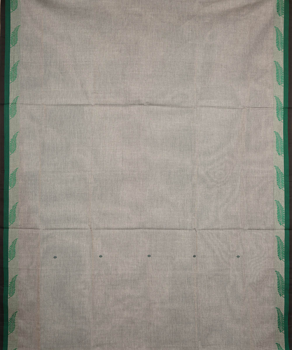 Grey deep green border cotton venkatagiri handloom saree