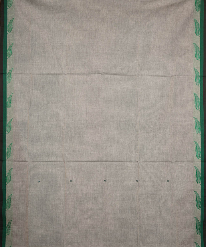 Grey deep green border cotton venkatagiri handloom saree