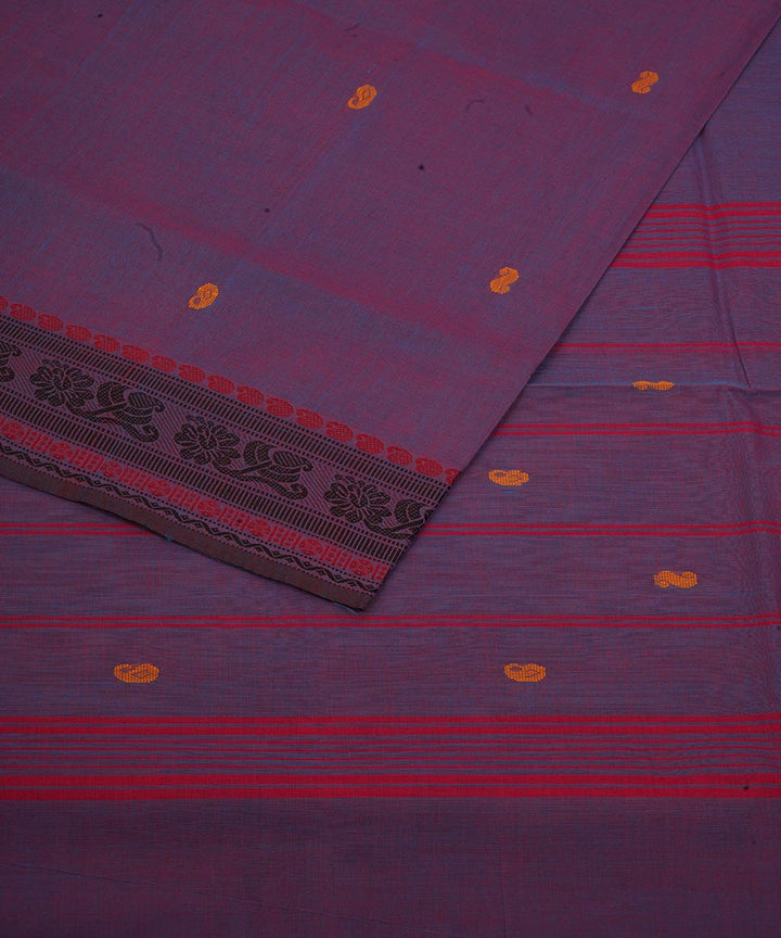 Navy blue blue cotton venkatagiri handloom saree