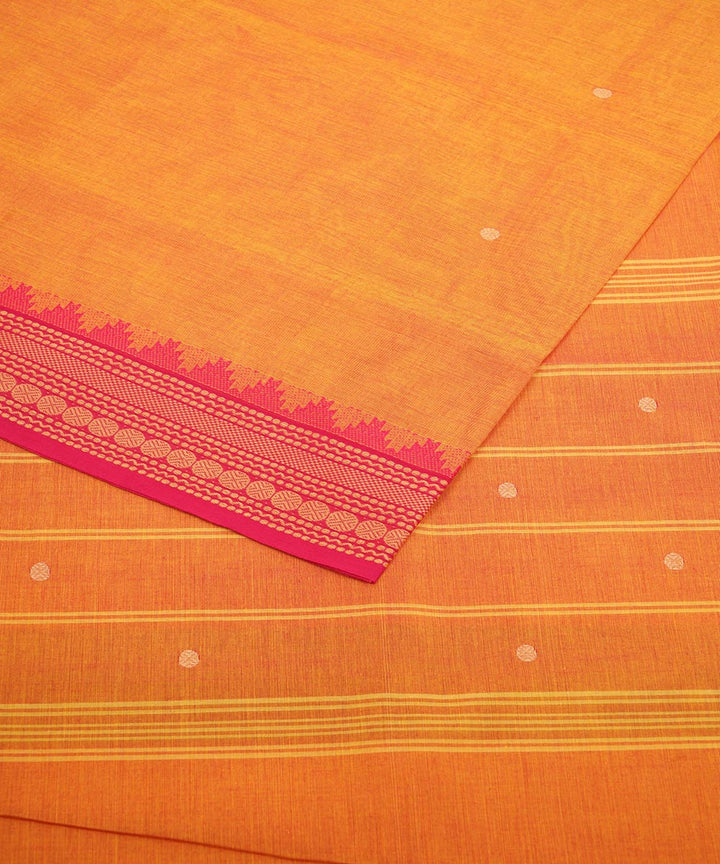 Orange pink border cotton venkatagiri handloom saree