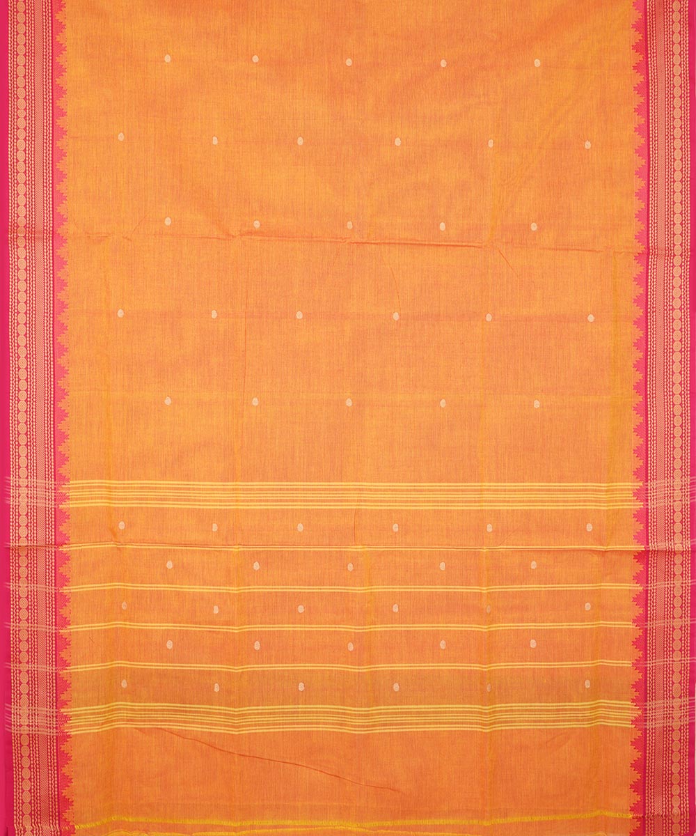 Orange pink border cotton venkatagiri handloom saree
