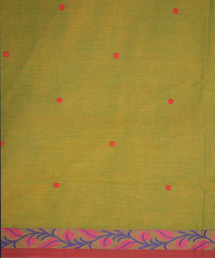 Dark green magenta border cotton venkatagiri handloom saree