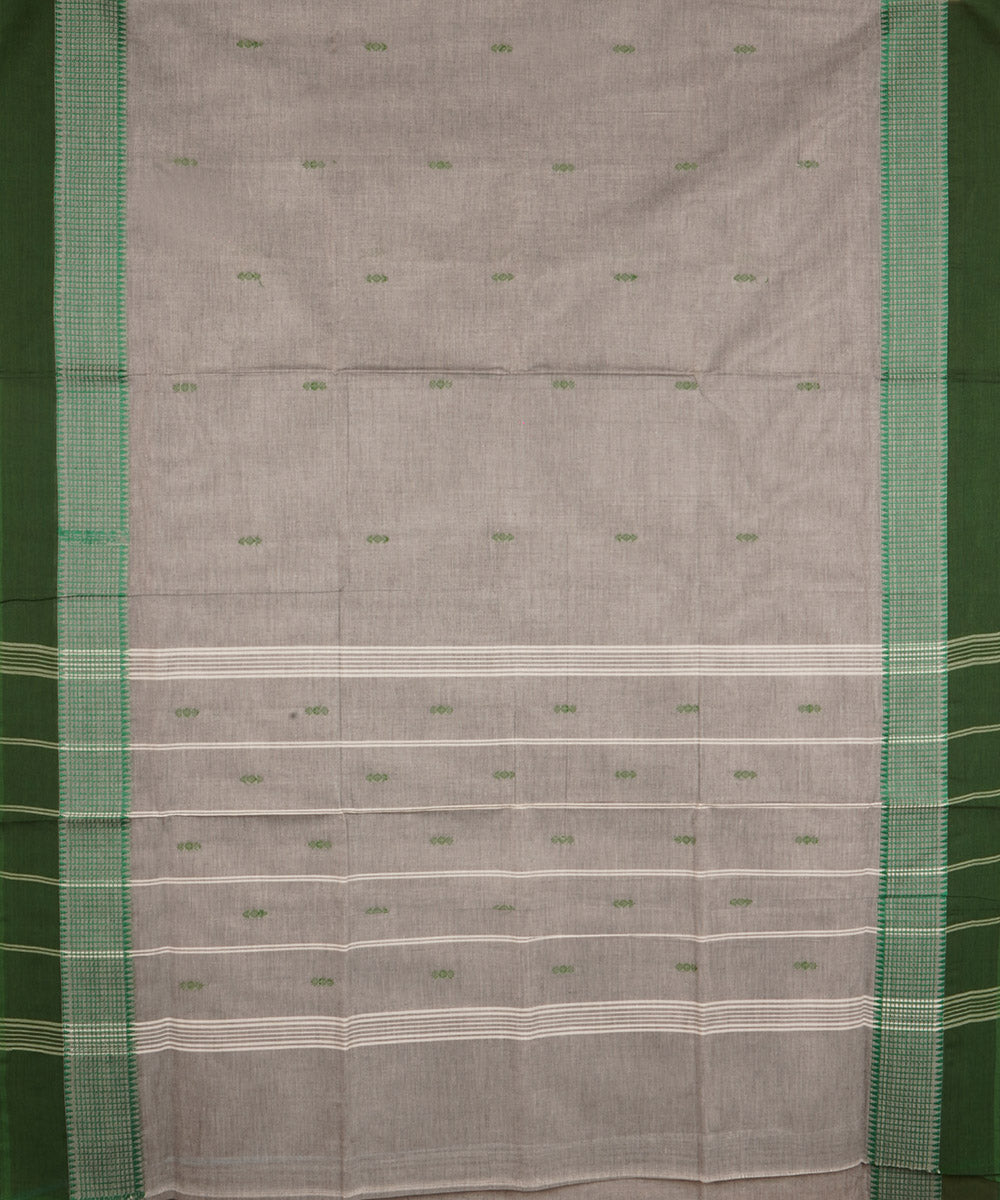 Grey deep green border cotton venkatagiri handloom saree