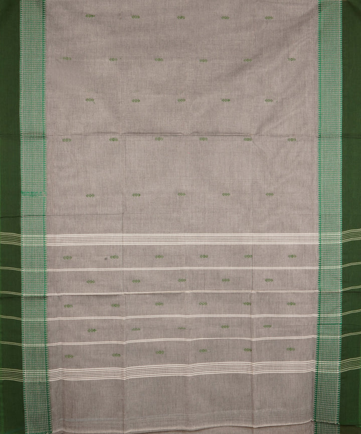 Grey deep green border cotton venkatagiri handloom saree
