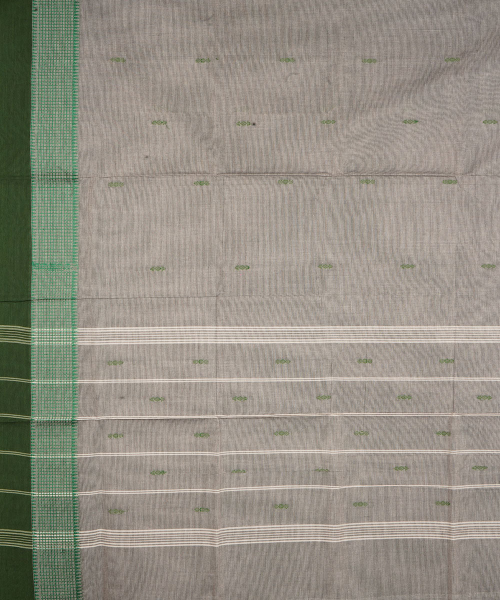 Grey deep green border cotton venkatagiri handloom saree