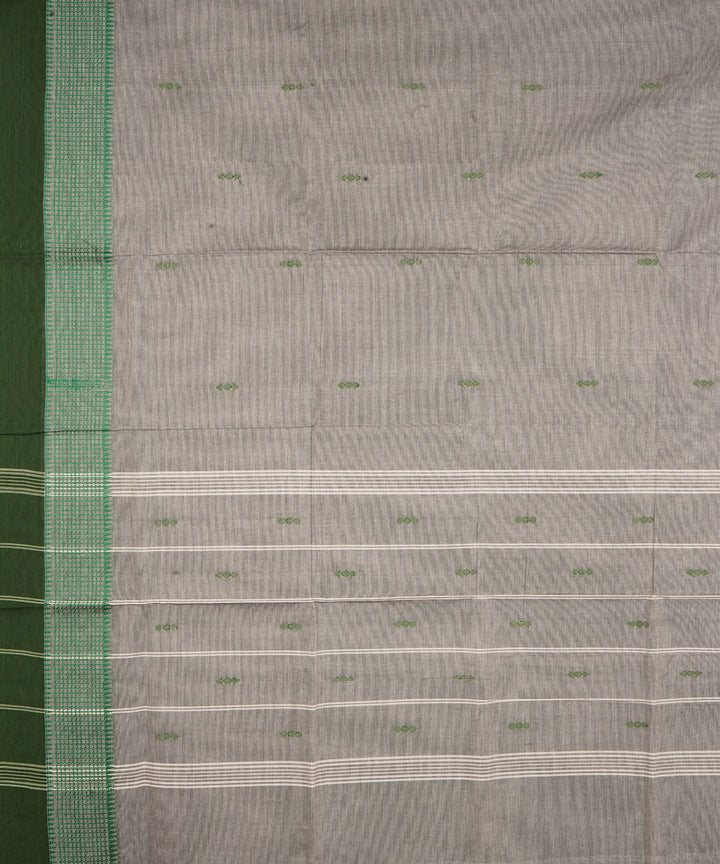 Grey deep green border cotton venkatagiri handloom saree