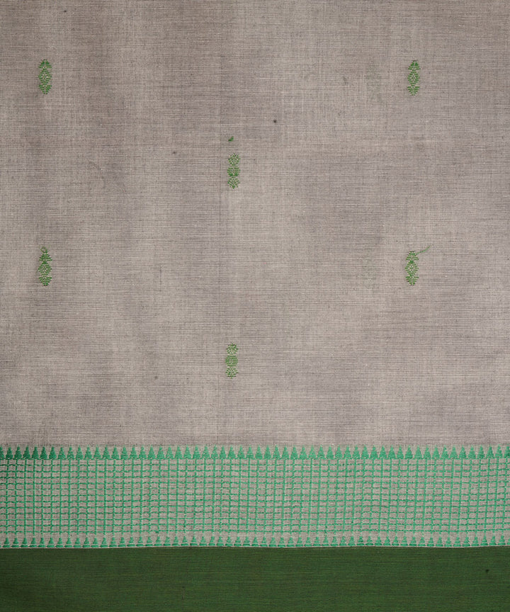 Grey deep green border cotton venkatagiri handloom saree