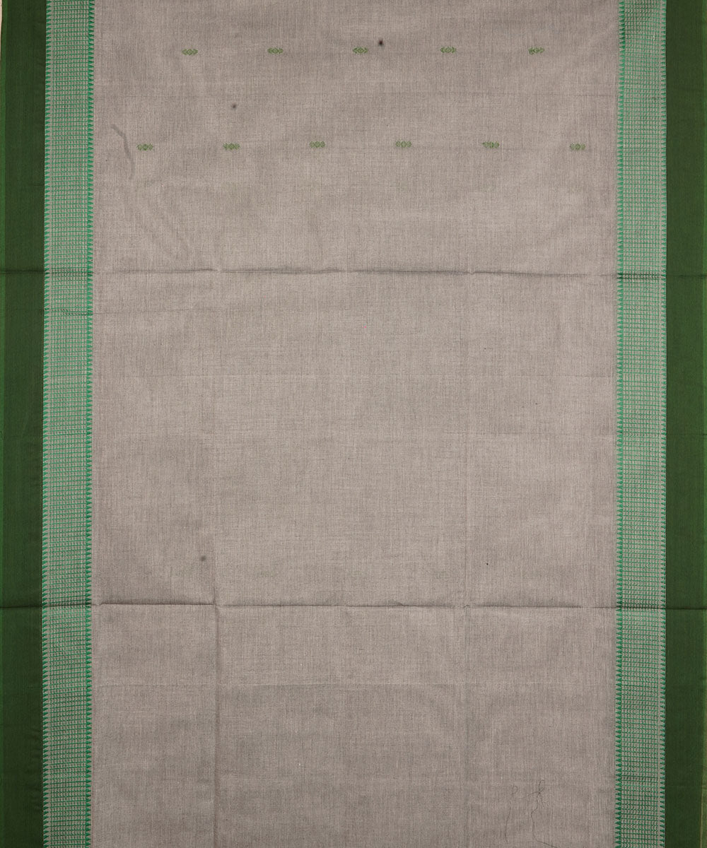 Grey deep green border cotton venkatagiri handloom saree