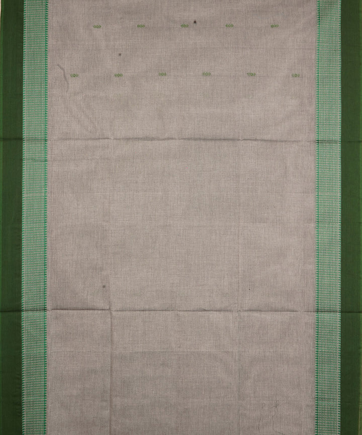Grey deep green border cotton venkatagiri handloom saree