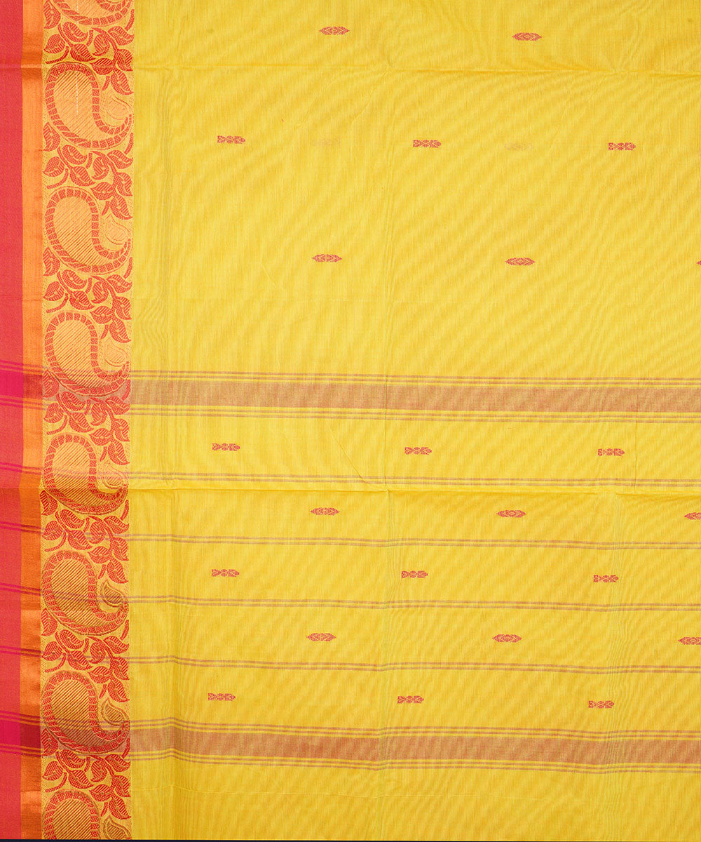 Yellow red border cotton venkatagiri handloom saree