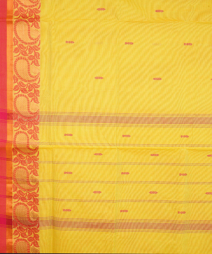 Yellow red border cotton venkatagiri handloom saree