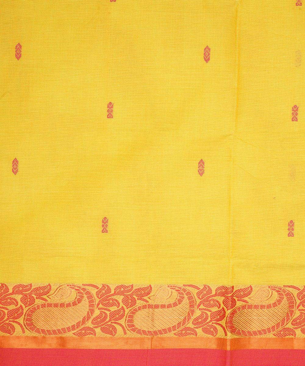 Yellow red border cotton venkatagiri handloom saree
