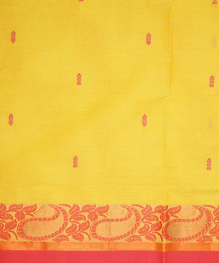 Yellow red border cotton venkatagiri handloom saree