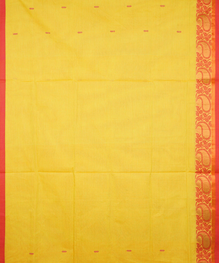 Yellow red border cotton venkatagiri handloom saree