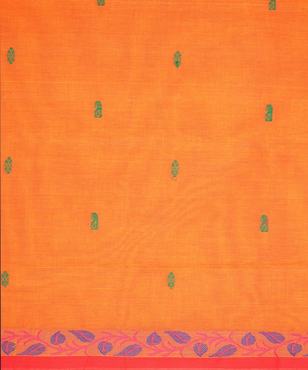Orange red border cotton venkatagiri handloom saree
