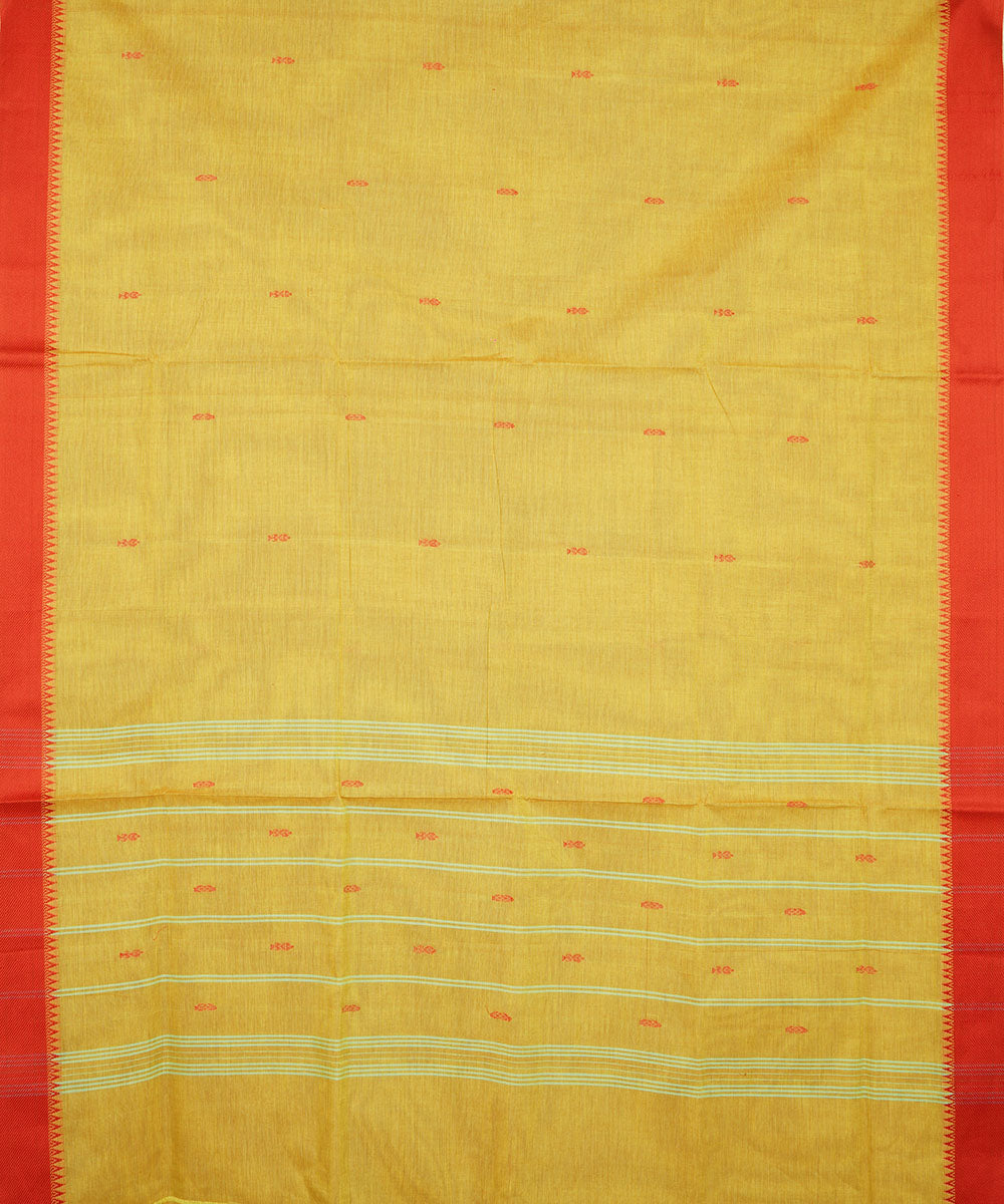 Cyber green orange border cotton venkatagiri handwoven saree