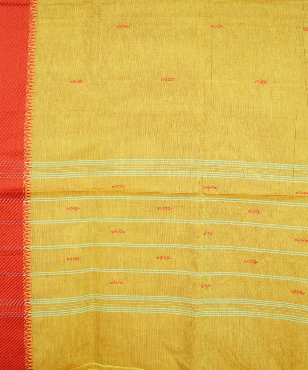 Cyber green orange border cotton venkatagiri handwoven saree