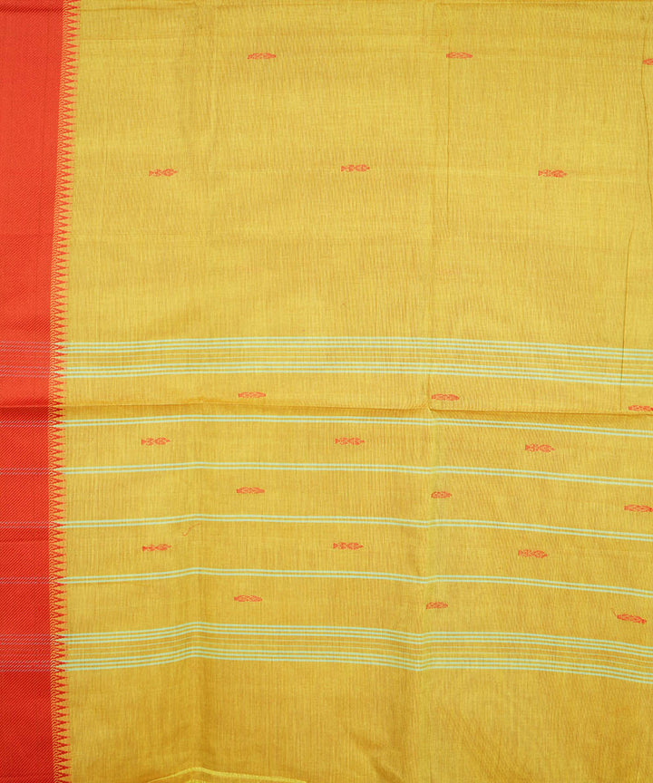Cyber green orange border cotton venkatagiri handwoven saree